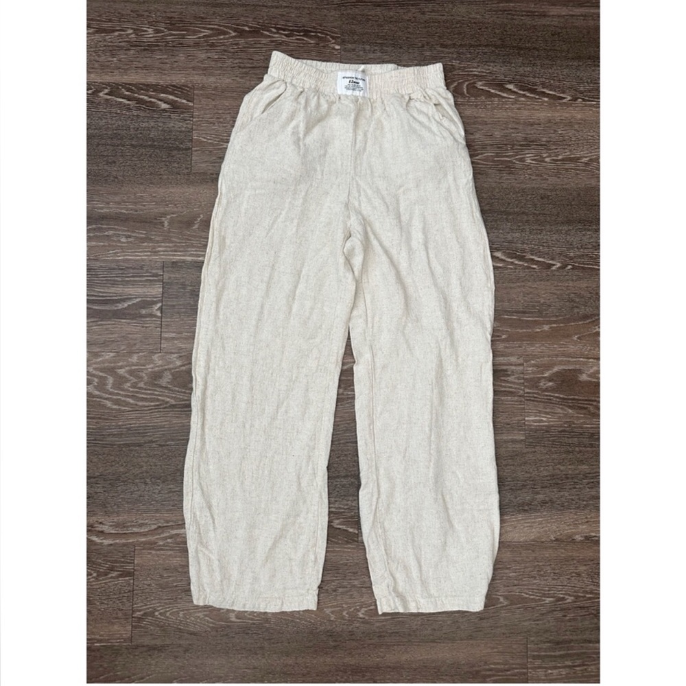 SHEIN Beige Linen Beach Pants